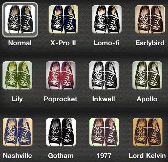 The Instagram filter picker, circa 2011